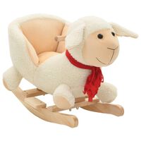 vidaXL Люлееща се овца с облегалка плюш 60x32x50 см бяла