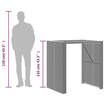 vidaXL Градинска бар маса с плот акация черно 105x80x110 см полиратан