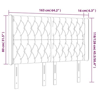 vidaXL LED горна табла за легло, таупе, 163x16x118/128 см, плат