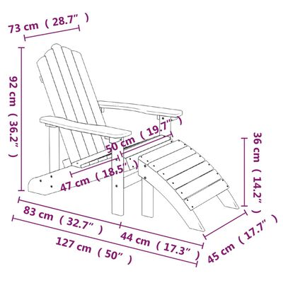 vidaXL Градински стол Adirondack с табуретка, HDPE, антрацит