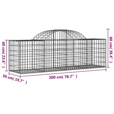 vidaXL Габионни кошници арка 11 бр 200x50x60/80 см поцинковано желязо