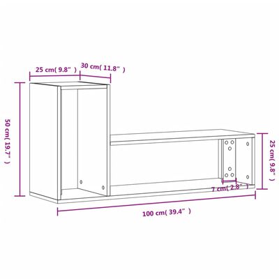 vidaXL ТВ шкафове, 2 бр, сив сонома, 100x30x50 см, инженерно дърво