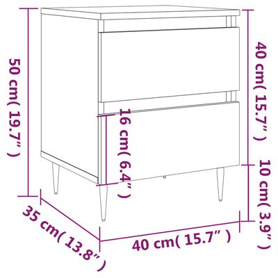 vidaXL Нощно шкафче, сонома дъб, 40x35x50 см, инженерно дърво