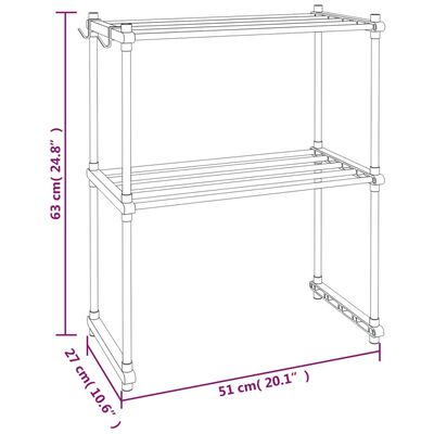 vidaXL Рафт за микровълнова, бял, 51x27x63 см, алуминий