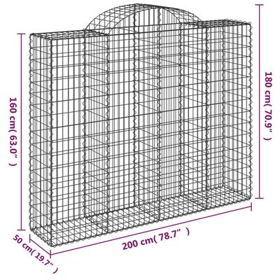vidaXL Габионни кошници арка 13 бр 200x50x160/180см поцинковано желязо