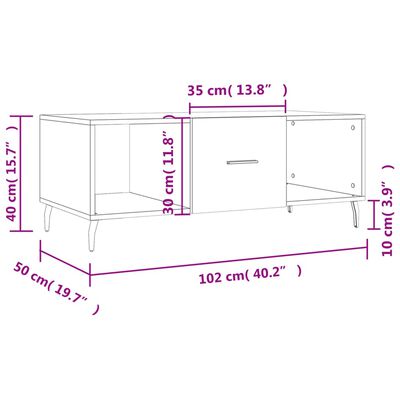 vidaXL Кафе маса, дъб сонома, 102x50x40 см, инженерно дърво