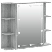 vidaXL Огледален шкаф с LED, сив сонома, 70x16,5x60 см