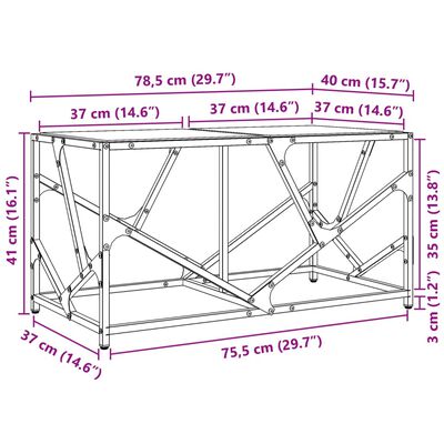 vidaXL Маса за кафе с прозрачен стъклен плот 78,5x40x41 см стомана