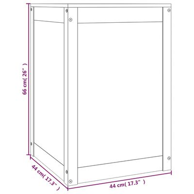 vidaXL Кутия за пране, 44x44x66 см, борово дърво масив