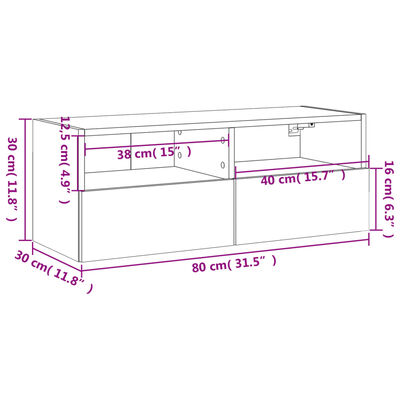 vidaXL Стенен ТВ шкаф, опушен дъб, 80x30x30 см, инженерно дърво