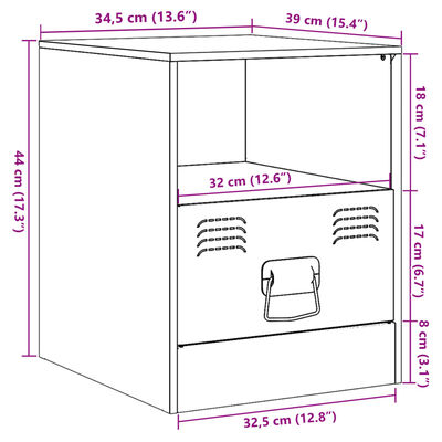 vidaXL Нощно шкафче, розово, 34,5x39x44 см, стомана