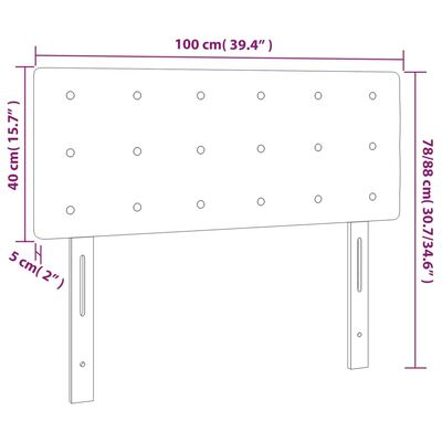 vidaXL LED горна табла за легло, черна, 100x5x78/88 см, плат