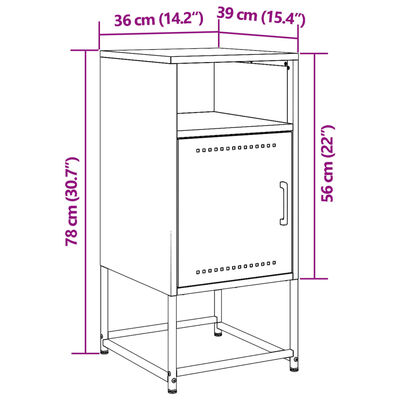 vidaXL Нощно шкафче, маслиненозелено, 36x39x78 см, стомана