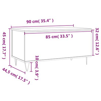 vidaXL Маса за кафе, черна, 90x44,5x45 см, инженерно дърво