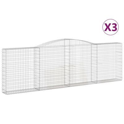 vidaXL Габионни кошници арка 3 бр 400x30x120/140см поцинковано желязо