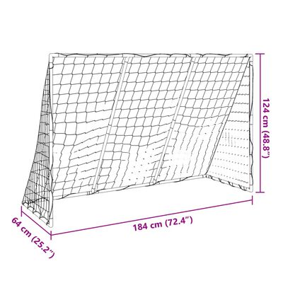 vidaXL Детска футболна врата с топки 2-в-1 бяла 184x64x124 см