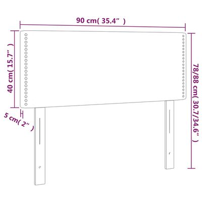 vidaXL LED горна табла за легло, тъмносива, 90x5x78/88 см, плат