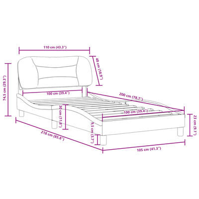 vidaXL Рамка за легло с табла, таупе, 100x200 см, плат