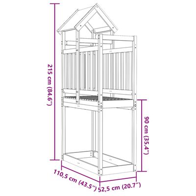 vidaXL Кула за игра 110,5x52,5x215 см масивна дугласка дървесина