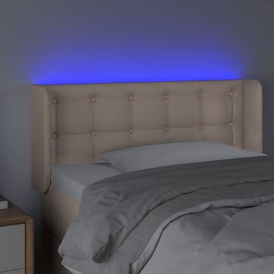 vidaXL LED Горна табла за легло, капучино, 93x16x78/88 см