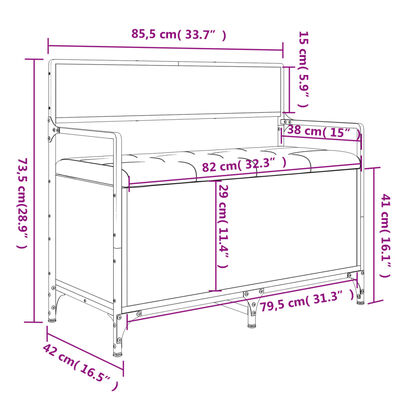 vidaXL Пейка за съхранение, сонома дъб, 85,5x42x73,5 см