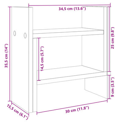 vidaXL Органайзер за бюро, кафяв дъб,34,5x15,5x35,5см, инженерно дърво