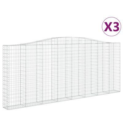 vidaXL Габионни кошници арка 3 бр 400x30x160/180 см поцинковано желязо