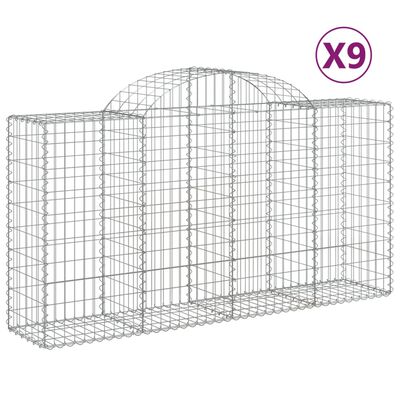 vidaXL Габионни кошници арка 9 бр 200x50x100/120 см поцинковано желязо