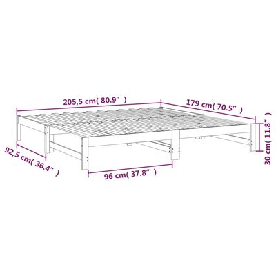 vidaXL Разтегателно дневно легло, без матрак, сиво, 2x(90x200) см