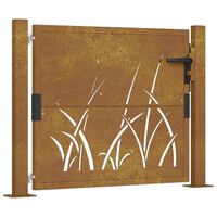 vidaXL Градинска порта, 105x105 см, кортенова стомана, дизайн с треви