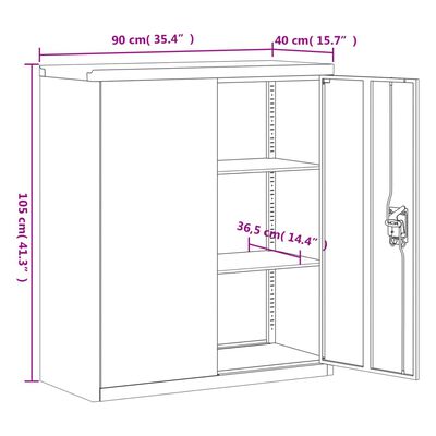 vidaXL Шкаф за папки черен 90x40x145 см стомана