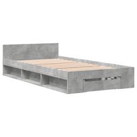 vidaXL Рамка за легло с чекмедже, бетонно сива, 75x190 см