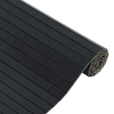 vidaXL Килим, правоъгълен, черен, 70x300 см, бамбук