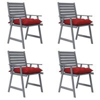 vidaXL Градински трапезни столове с възглавници, 4 бр, акация масив
