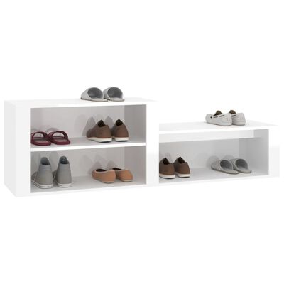 vidaXL Шкаф за обувки, бял гланц, 150x35x45 см, инженерно дърво