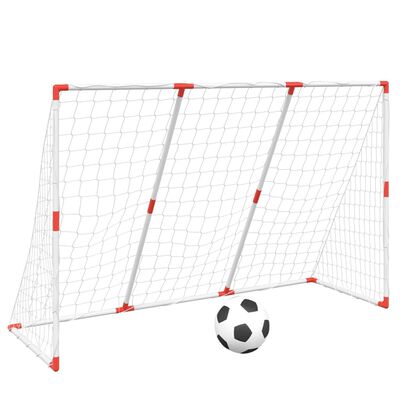 vidaXL Детска футболна врата с топки 2-в-1 бяла 184x64x124 см