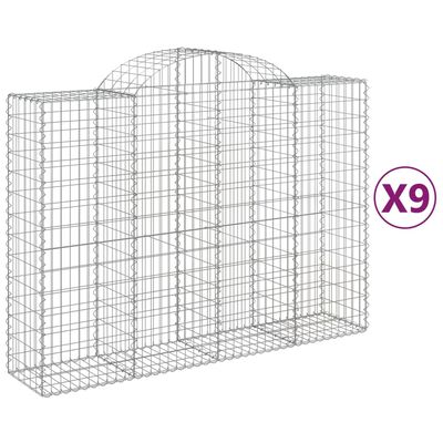 vidaXL Габионни кошници арка 9 бр 200x50x140/160 см поцинковано желязо