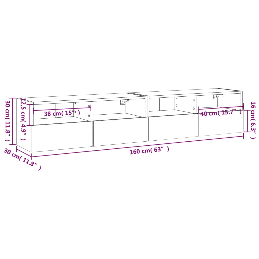 vidaXL Стенни ТВ шкафове 2 бр кафяв дъб 80x30x30 см инженерно дърво