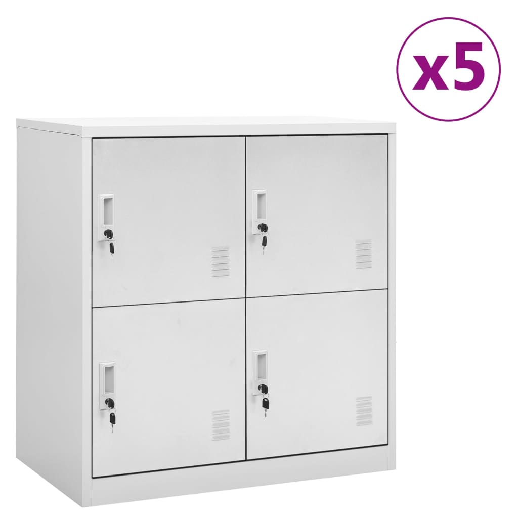 vidaXL Заключващи се шкафове, 5 бр, светлосиви, 90x45x92,5 см, стомана