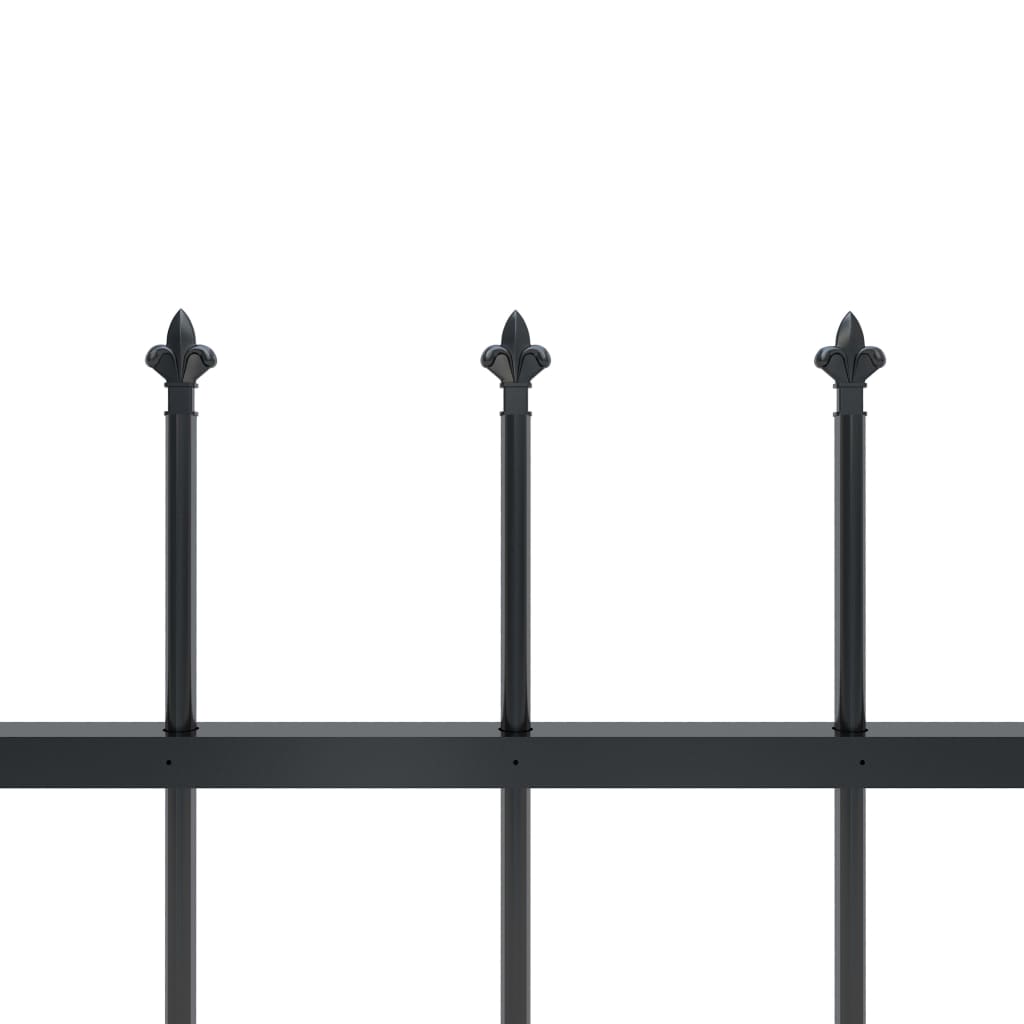 vidaXL Градинска ограда с пики, стомана, 13,6x0,8 м, черна