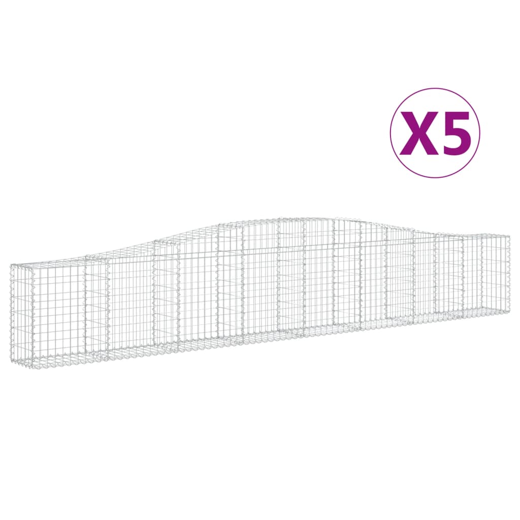 vidaXL Габионни кошници арка 5 бр 400x30x60/80 см поцинковано желязо