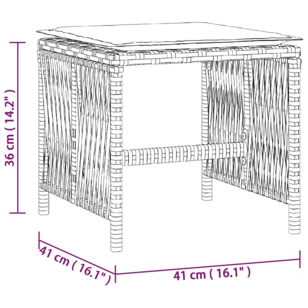 vidaXL Външни табуретки с възглавници 4 бр сиви 41x41x36 см полиратан