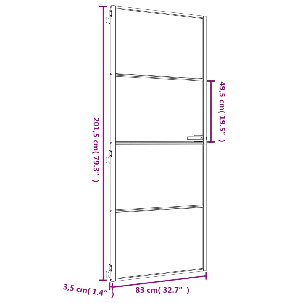 vidaXL Интериорна врата златиста 83x201,5 см закалено стъкло, алуминий