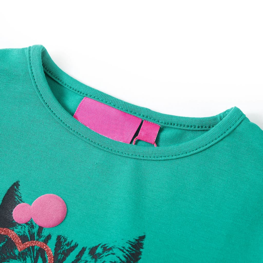 Детска тениска с дълъг ръкав, яркозелена, 92