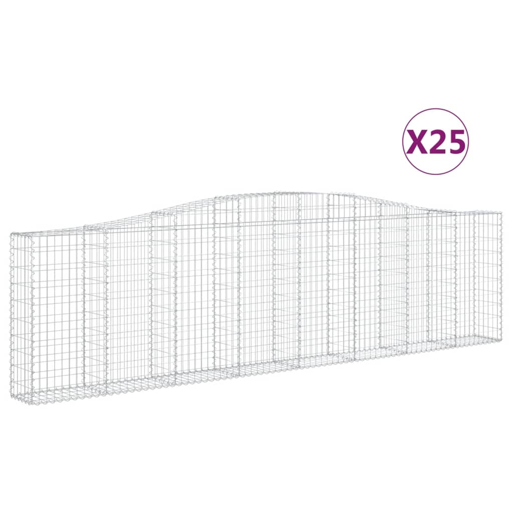 vidaXL Габионни кошници арка 25 бр 400x30x100/120см поцинковано желязо