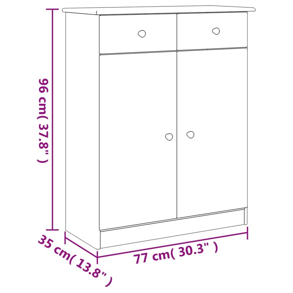 vidaXL Шкаф за обувки ALTA, 77x35x96 см, бор масив