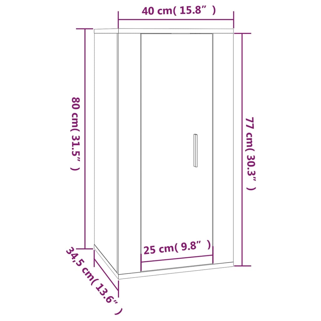 vidaXL ТВ шкаф за стенен монтаж, опушен дъб, 40x34,5x80 см