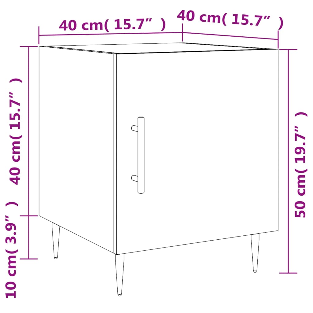 vidaXL Нощно шкафче, Кафяв дъб, 40x40x50 см, инженерно дърво