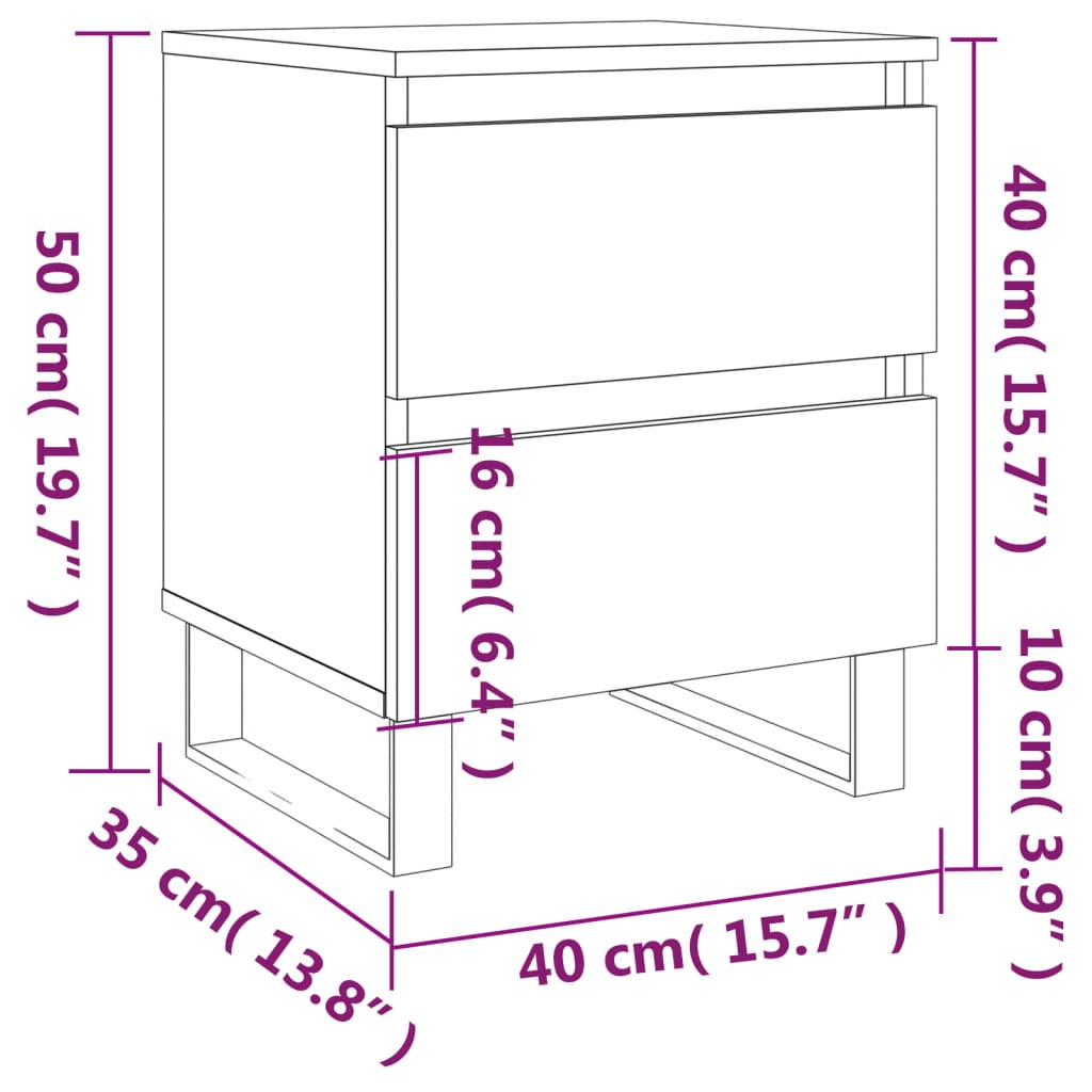 vidaXL Нощно шкафче опушен дъб 40x35x50 см инженерно дърво