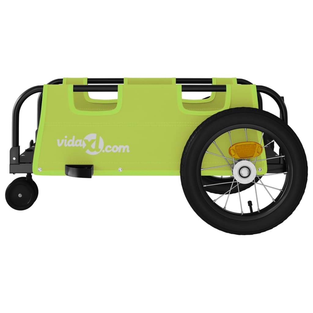 vidaXL Ремарке за колело, зелено, Оксфорд плат и желязо